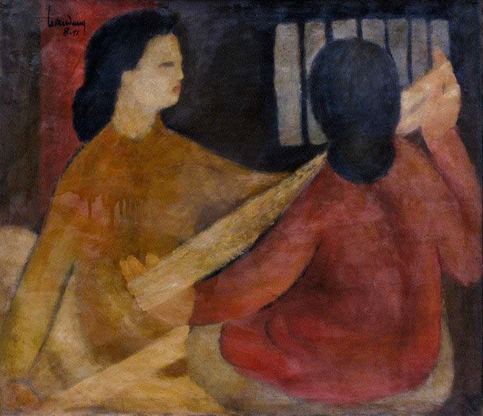 LEBADANG, "Personnages", 1951. Huile sur toile, 65 x 75 cm, collection privée, Hanoi, Vietnam.