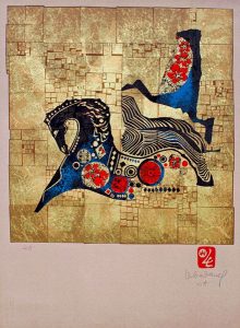 LEBADANG, "Lebadangraphy - Cheval", 1970. Sérigraphie sur papier, 76 x 56 cm, Fondation d’Art Lebadang, Huê, Vietnam.