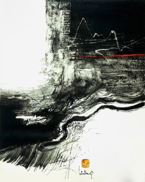 LEBADANG, "Paysage indomptable", 1972. Huile sur toile, 100 x 81 cm, Fondation d’Art Lebadang, Huê, Vietnam.