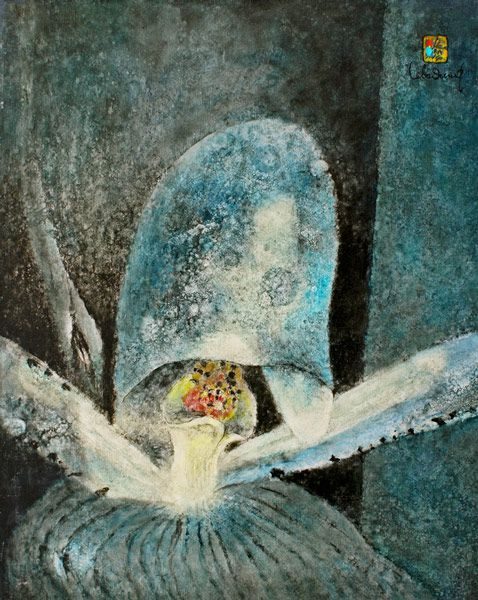 LEBADANG, "Orchidée", 1977. Huile sur toile, 100 x 81 cm, Fondation d’Art Lebadang, Huê, Vietnam.