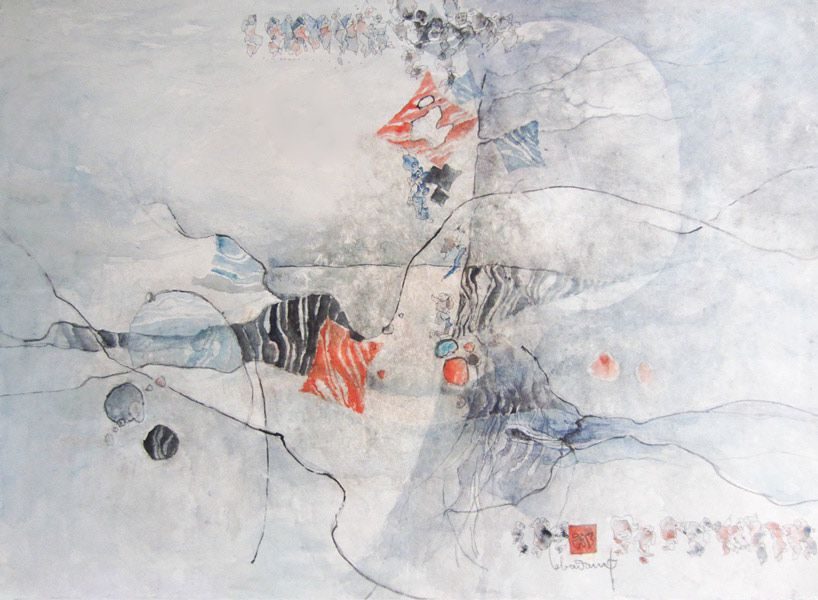 LEBADANG, "Paysage féminin", 1985. Aquarelle sur papier, 56 x 76 cm. Fondation d’Art Lebadang, Huê, Vietnam.