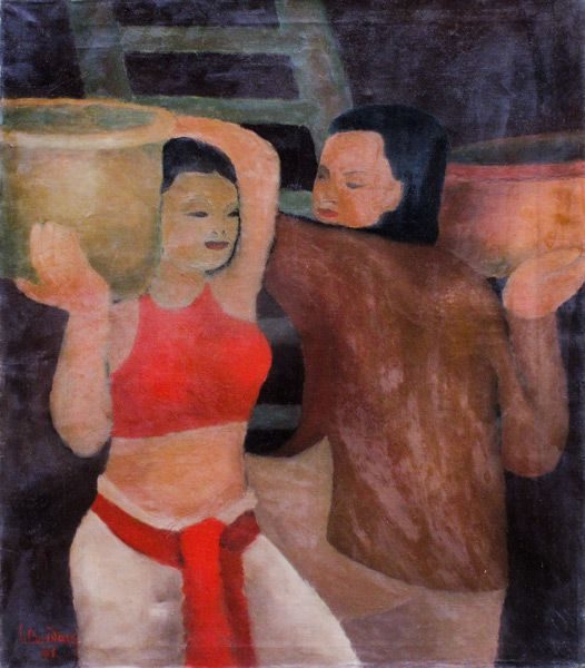 LEBADANG, "Personnages", 1951, Huile sur toile, collection privée, Paris, France.